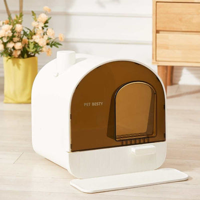 Petbesty Litter Box Arched Chimney House Enclosed Cat Litter Box