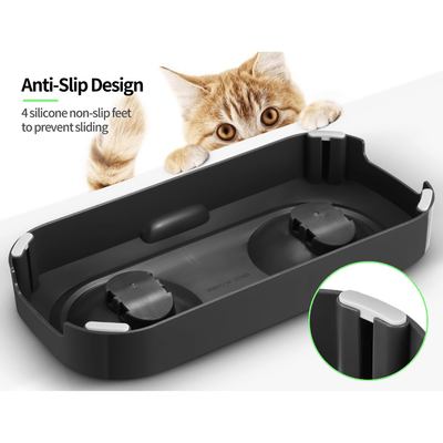 Petwant Pet Bowl Petwant Adjustable Double Raised Cat Bowl, Stainless Steel