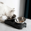 Petwant Pet Bowl Petwant Adjustable Double Raised Cat Bowl, Stainless Steel