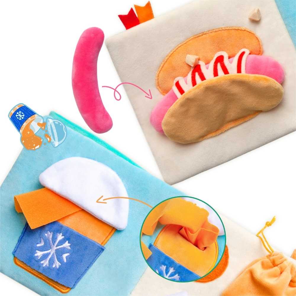 Poozpet Dog Toy 7-12 Grocery Store Snuffle Food Guide Book Toy for Dogs