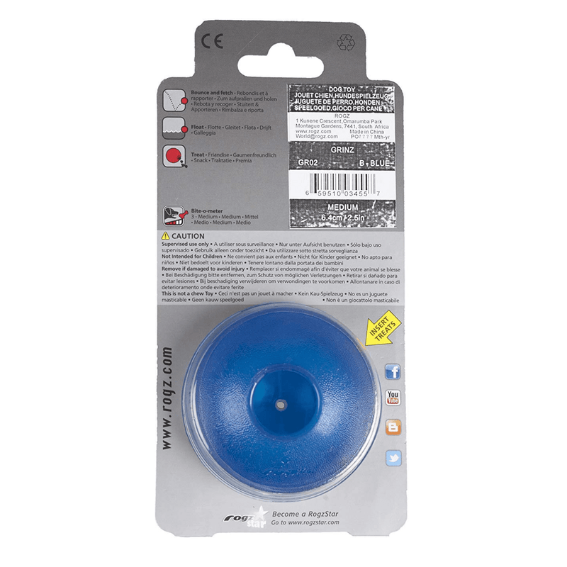 Rogz Dog Toy Rogz Grinz Dog Ball Toy, Blue